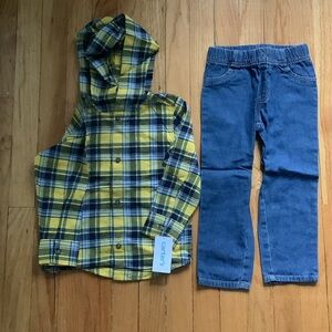 Carter's Yellow and Blue Plaid Hoodie Set